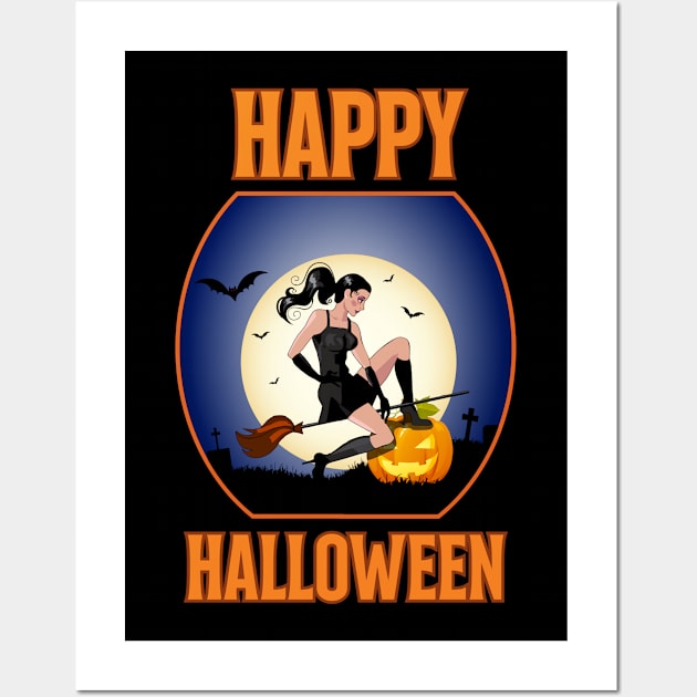 Sexy Halloween Witch Scary Wall Art by T-Shirt.CONCEPTS